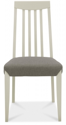 Product photograph of Bentley Designs Bergen Grey Washed Slatted Back Titanium Fabric Dining Chair Sold In Pairs from Choice Furniture Superstore