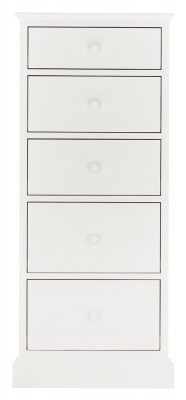 Bentley Designs Ashby White 5 Drawer Tall Chest