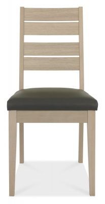 Product photograph of Bentley Designs Oakham Scandi Oak Dark Grey Bonded Leather Dining Chair Sold In Pairs from Choice Furniture Superstore