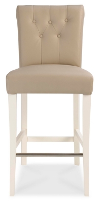 Product photograph of Bentley Designs Hampstead Two Tone Ivory Bonded Leather Upholstered Barstool Sold In Pairs from Choice Furniture Superstore
