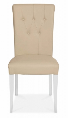 Bentley Designs Hampstead Two Tone Ivory Bonded Leather Upholstered Dining Chair Sold In Pairs