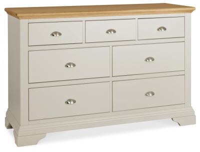 Product photograph of Bentley Designs Hampstead Soft Grey And Pale Oak 3 4 Drawer Wide Chest from Choice Furniture Superstore