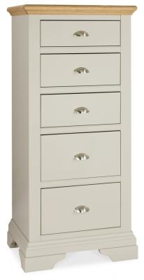 Bentley Designs Hampstead Soft Grey And Pale Oak 5 Drawer Tall Chest