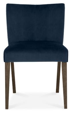 Bentley Designs Turin Dark Blue Velvet Fabric Low Back Dining Chair Sold In Pairs
