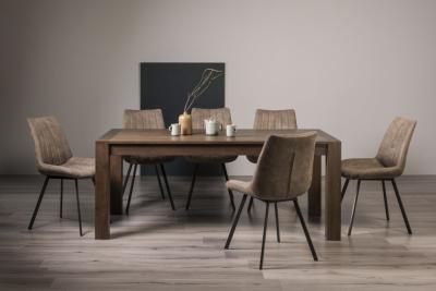 Product photograph of Bentley Designs Turin Dark Oak 6-10 Seater Extending Dining Table With 8 Fontana Tan Faux Suede Fabric Chairs from Choice Furniture Superstore
