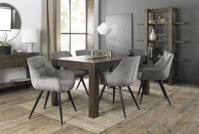 Product photograph of Bentley Designs Turin Dark Oak 6-8 Seater Extending Dining Table With 6 Dali Grey Velvet Chairs from Choice Furniture Superstore