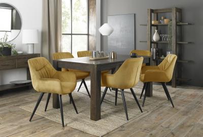 Product photograph of Bentley Designs Turin Dark Oak 6-8 Seater Extending Dining Table With 6 Dali Mustard Velvet Chairs from Choice Furniture Superstore
