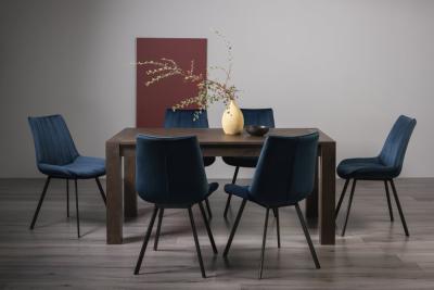 Product photograph of Bentley Designs Turin Dark Oak 6-8 Seater Extending Dining Table With 6 Fontana Blue Velvet Chairs from Choice Furniture Superstore