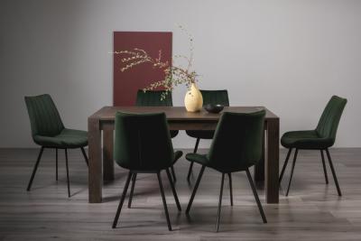 Product photograph of Bentley Designs Turin Dark Oak 6-8 Seater Extending Dining Table With 6 Fontana Green Velvet Chairs from Choice Furniture Superstore