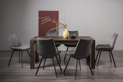 Product photograph of Bentley Designs Turin Dark Oak 6-8 Seater Extending Dining Table With 6 Fontana Grey Velvet Chairs from Choice Furniture Superstore