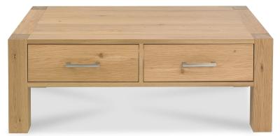 Product photograph of Bentley Designs Turin Light Oak Coffee Table With Drawers from Choice Furniture Superstore