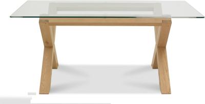 Product photograph of Bentley Designs Turin Light Oak Glass Top 6 Seater Rectangular Dining Table from Choice Furniture Superstore