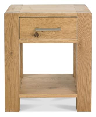 Product photograph of Bentley Designs Turin Light Oak Lamp Table With Drawer from Choice Furniture Superstore
