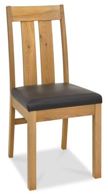 Bentley Designs Turin Light Oak Slatted Brown Faux Leather Dining Chair Sold In Pairs