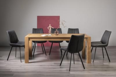 Bentley Designs Turin Light Oak 610 Seater Extending Dining Table With 8 Fontana Dark Grey Faux Suede Fabric Chairs