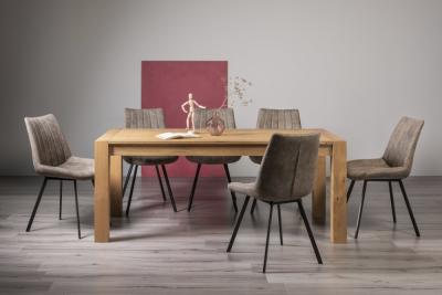 Bentley Designs Turin Light Oak 610 Seater Extending Dining Table With 8 Fontana Tan Faux Suede Fabric Chairs