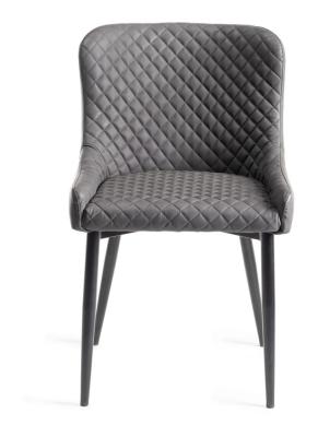 Bentley Designs Cezanne Dark Grey Faux Leather Dining Chair With Black Legs Sold In Pairs