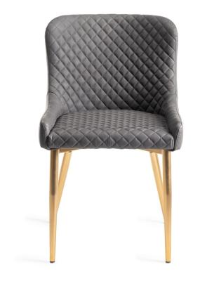 Bentley Designs Cezanne Dark Grey Faux Leather Dining Chair With Gold Legs Sold In Pairs