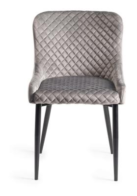 Bentley Designs Cezanne Grey Velvet Fabric Dining Chair With Black Legs Sold In Pairs
