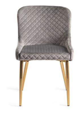 Bentley Designs Cezanne Grey Velvet Fabric Dining Chair With Gold Legs Sold In Pairs