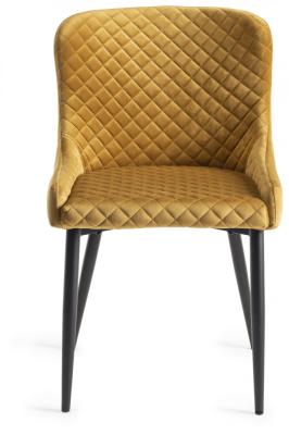 Bentley Designs Cezanne Mustard Velvet Fabric Dining Chair With Black Legs Sold In Pairs