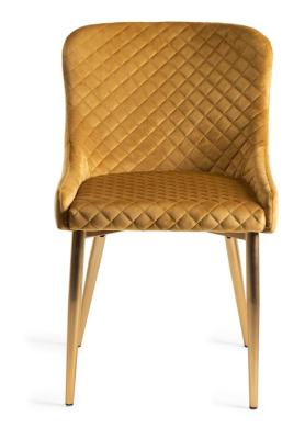 Product photograph of Bentley Designs Cezanne Mustard Velvet Fabric Dining Chair With Gold Legs Sold In Pairs from Choice Furniture Superstore