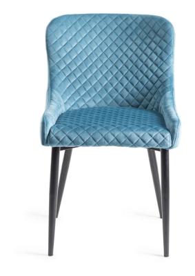 Bentley Designs Cezanne Petrol Blue Velvet Fabric Dining Chair With Black Legs Sold In Pairs