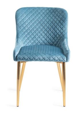 Bentley Designs Cezanne Petrol Blue Velvet Fabric Dining Chair With Gold Legs Sold In Pairs