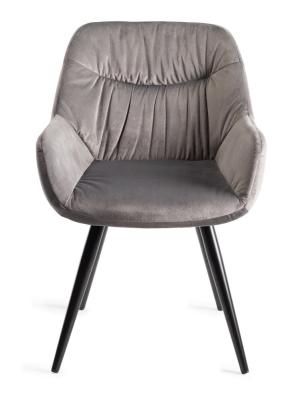 Bentley Designs Dali Grey Velvet Fabric Dining Chair With Black Legs Sold In Pairs