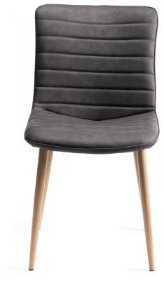 Bentley Designs Eriksen Dark Grey Faux Leather Dining Chair With Oak Effect Legs Sold In Pairs