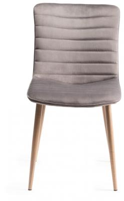 Bentley Designs Eriksen Grey Velvet Fabric Dining Chair With Oak Effect Legs Sold In Pairs