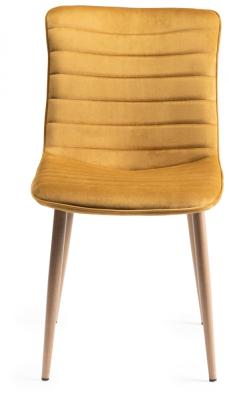 Product photograph of Bentley Designs Eriksen Mustard Velvet Fabric Dining Chair With Oak Effect Legs Sold In Pairs from Choice Furniture Superstore