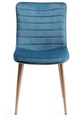 Bentley Designs Eriksen Petrol Blue Velvet Fabric Dining Chair With Oak Effect Legs Sold In Pairs
