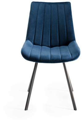 Bentley Designs Fontana Blue Velvet Fabric Dining Chair With Grey Legs Sold In Pairs