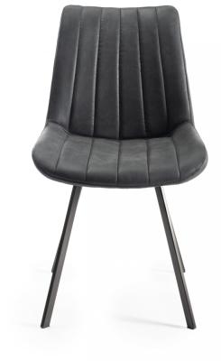Bentley Designs Fontana Dark Grey Faux Suede Fabric Dining Chair With Grey Legs Sold In Pairs