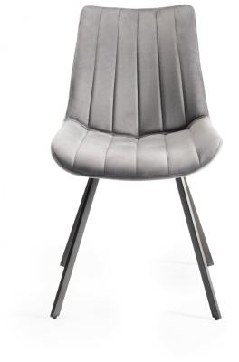 Bentley Designs Fontana Grey Velvet Fabric Dining Chair With Grey Legs Sold In Pairs