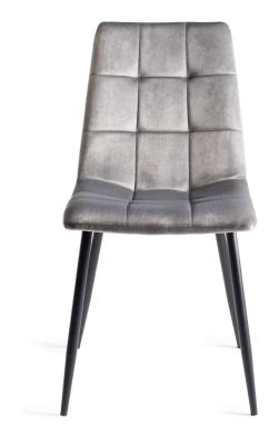 Bentley Designs Mondrian Grey Velvet Fabric Dining Chair With Black Legs Sold In Pairs