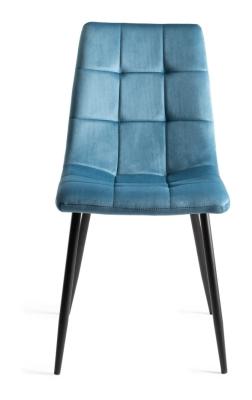Bentley Designs Mondrian Petrol Blue Velvet Fabric Dining Chair With Black Legs Sold In Pairs