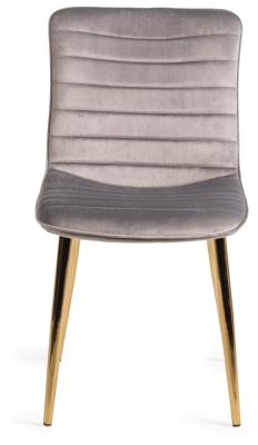 Bentley Designs Rothko Grey Velvet Fabric Dining Chair With Gold Legs Sold In Pairs