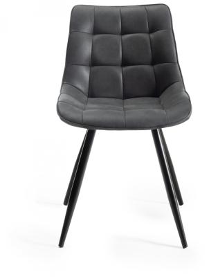 Bentley Designs Seurat Dark Grey Faux Suede Fabric Dining Chair With Black Legs Sold In Pairs