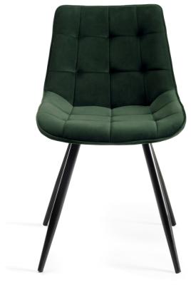 Bentley Designs Seurat Green Velvet Fabric Dining Chair With Black Legs Sold In Pairs