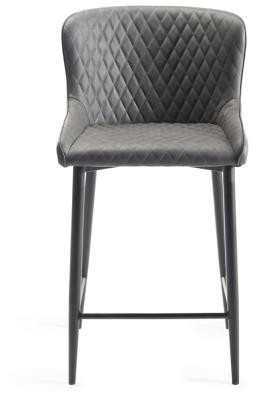 Bentley Designs Cezanne Dark Grey Faux Leather Barstool With Black Legs Sold In Pairs