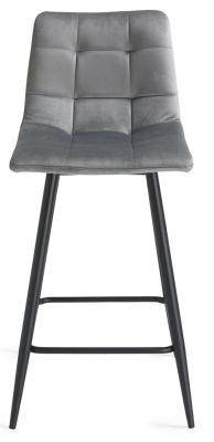 Bentley Designs Mondrian Grey Velvet Fabric Barstool With Black Legs Sold In Pairs