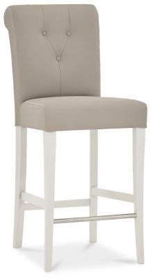 Product photograph of Bentley Designs Montreux Soft Grey Upholstered Bar Stool - Grey Bonded Leather Sold In Pairs from Choice Furniture Superstore