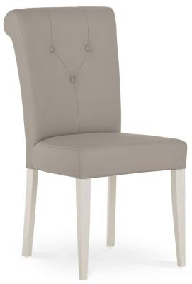 Bentley Designs Montreux Soft Grey Upholstered Dining Chair Grey Bonded Leather Sold In Pairs