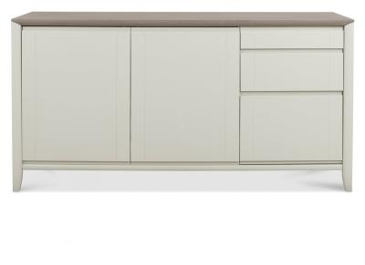 Product photograph of Bentley Designs Bergen Grey Washed Oak And Soft Grey Wide 3 Drawer Sideboard from Choice Furniture Superstore