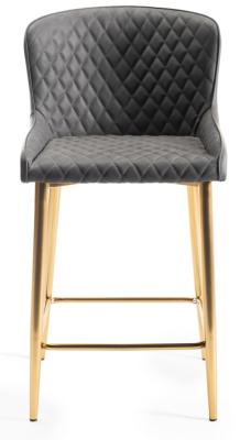 Product photograph of Bentley Designs Cezanne Dark Grey Faux Leather Barstool With Gold Legs Sold In Pairs from Choice Furniture Superstore