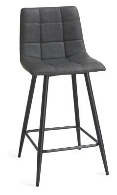 Bentley Designs Mondrian Dark Grey Faux Leather Barstool With Black Legs Sold In Pairs