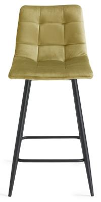 Bentley Designs Mondrian Mustard Velvet Fabric Barstool With Black Legs Sold In Pairs