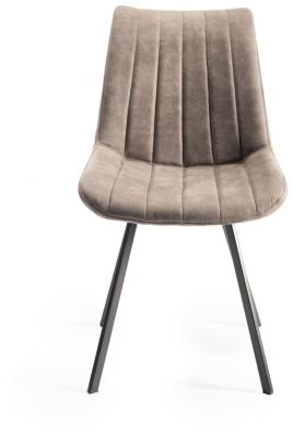 Bentley Designs Fontana Tan Faux Suede Fabric Dining Chair with Grey Legs (Sold in Pairs)